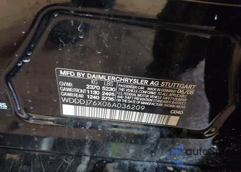 2006 Mercedes-Benz Cls 55 Amg z USA, uszkodzony, nr VIN WDDDJ76X06A036209